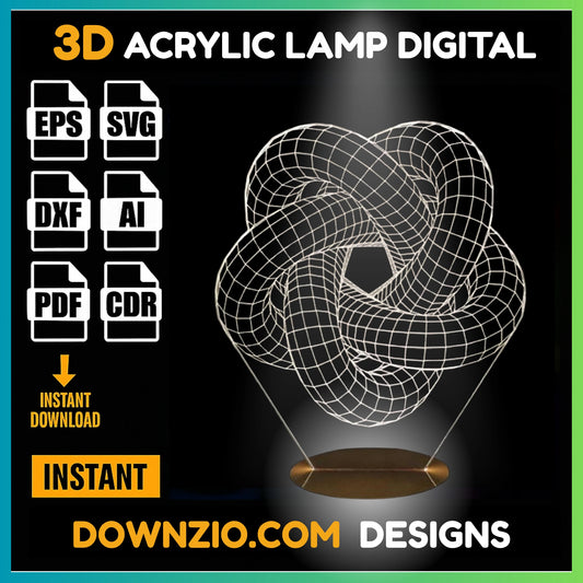 3D Illusion Lamp Digital File | Acrylic LED Lamp Cutting Files (SVG, DXF, AI, PDF, CDR) | Spiral Design