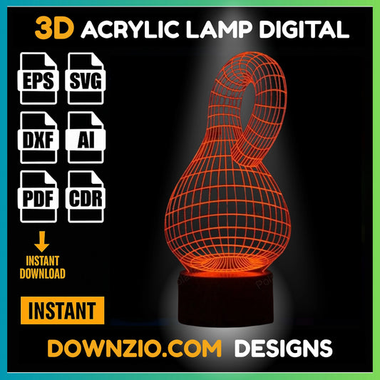 3D Illusion Lamp Digital File | Acrylic LED Lamp Cutting Files (SVG, DXF, AI, PDF, CDR) | Bottle gourd Design