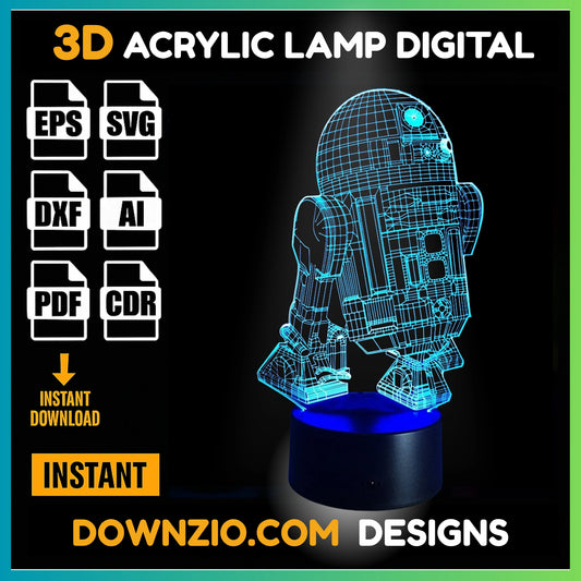 3D Illusion Lamp Digital File | Acrylic LED Lamp Cutting Files (SVG, DXF, AI, PDF, CDR) | Star Wars Design
