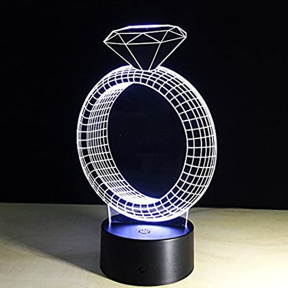 3D Illusion Lamp Digital File | Acrylic LED Lamp Cutting Files (SVG, DXF, AI, PDF, CDR) | Diamond Ring Design