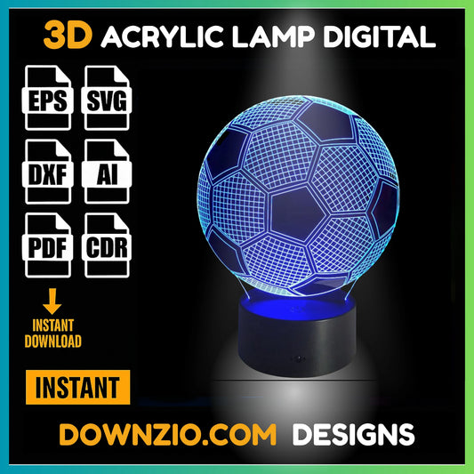 3D Illusion Lamp Digital File | Acrylic LED Lamp Cutting Files (SVG, DXF, AI, PDF, CDR) | Football Design