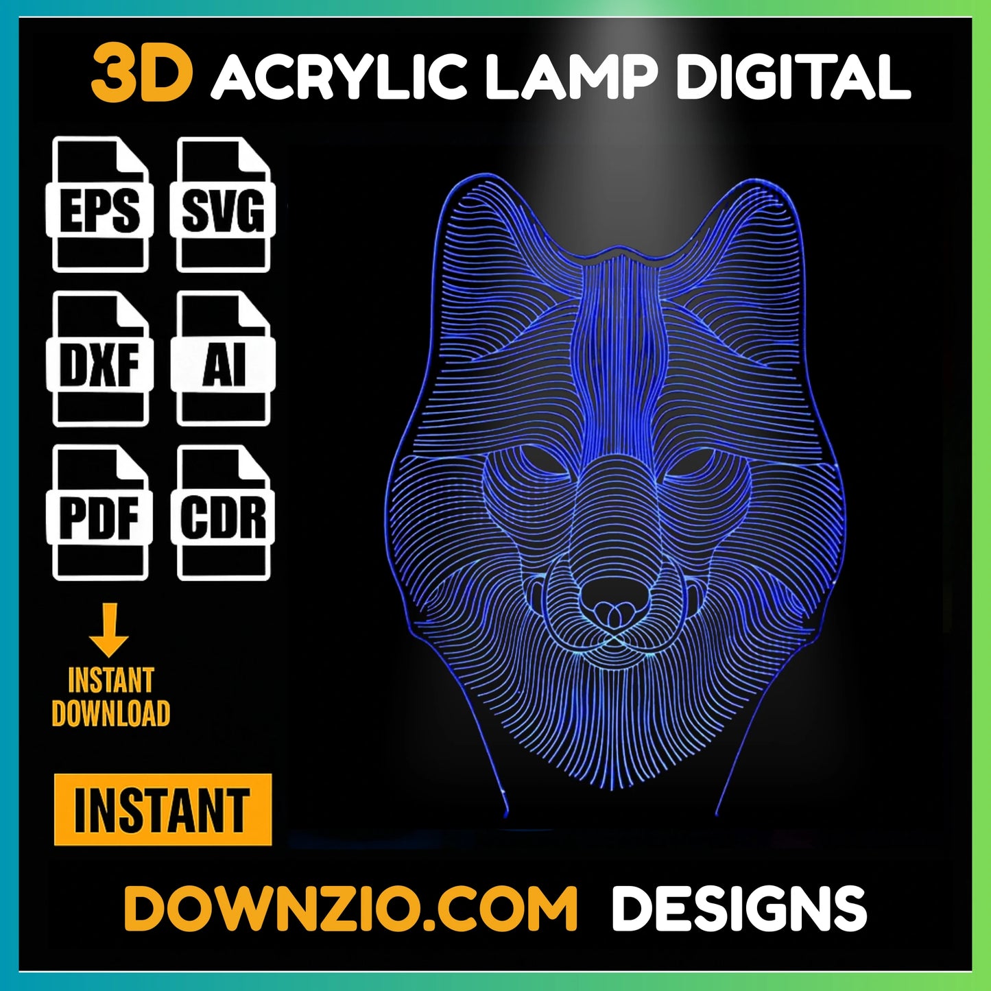 3D Illusion Lamp Digital File | Acrylic LED Lamp Cutting Files (SVG, DXF, AI, PDF, CDR) | Fox  Design