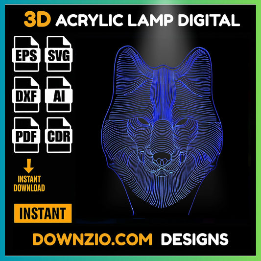 3D Illusion Lamp Digital File | Acrylic LED Lamp Cutting Files (SVG, DXF, AI, PDF, CDR) | Fox  Design